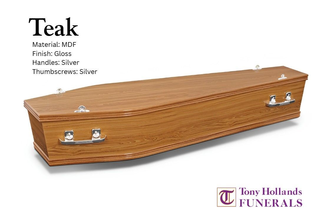 A picture of a wooden coffin that says drummond sapele