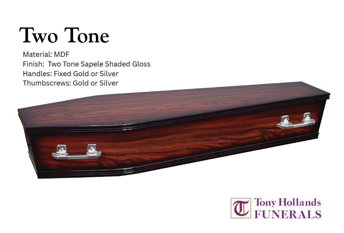 A picture of a drummond two tone coffin from tony hollands funerals
