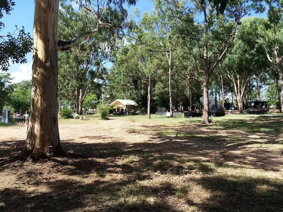 A park with trees and a picnic table in the background.