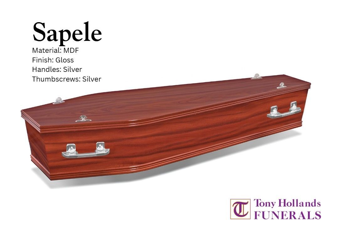 A picture of a drummond teak coffin from tony hollands funerals