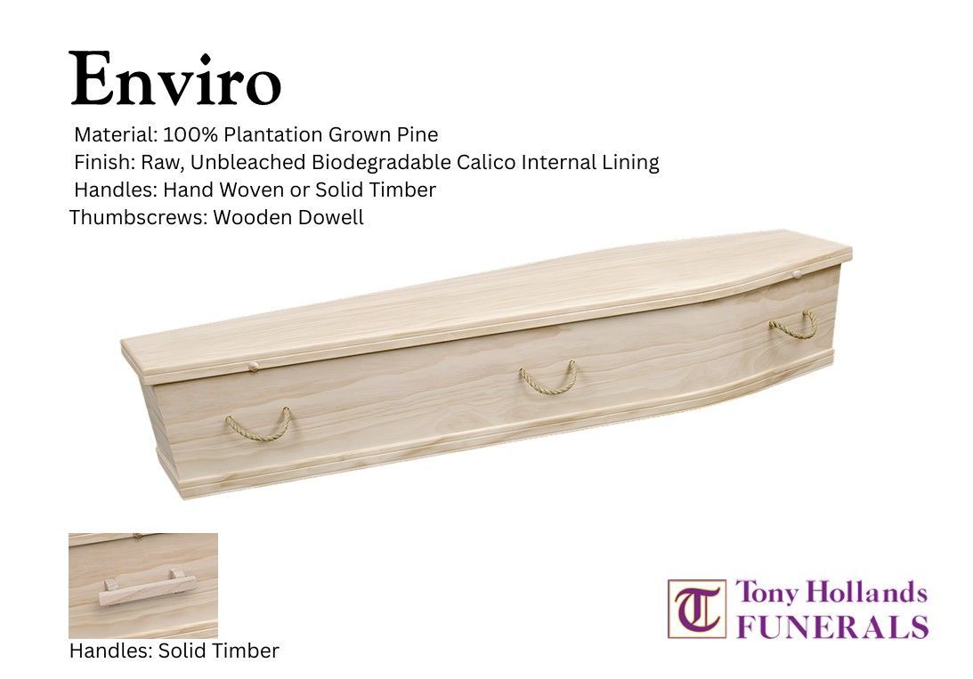 A wooden coffin with rope handles is on a white background.