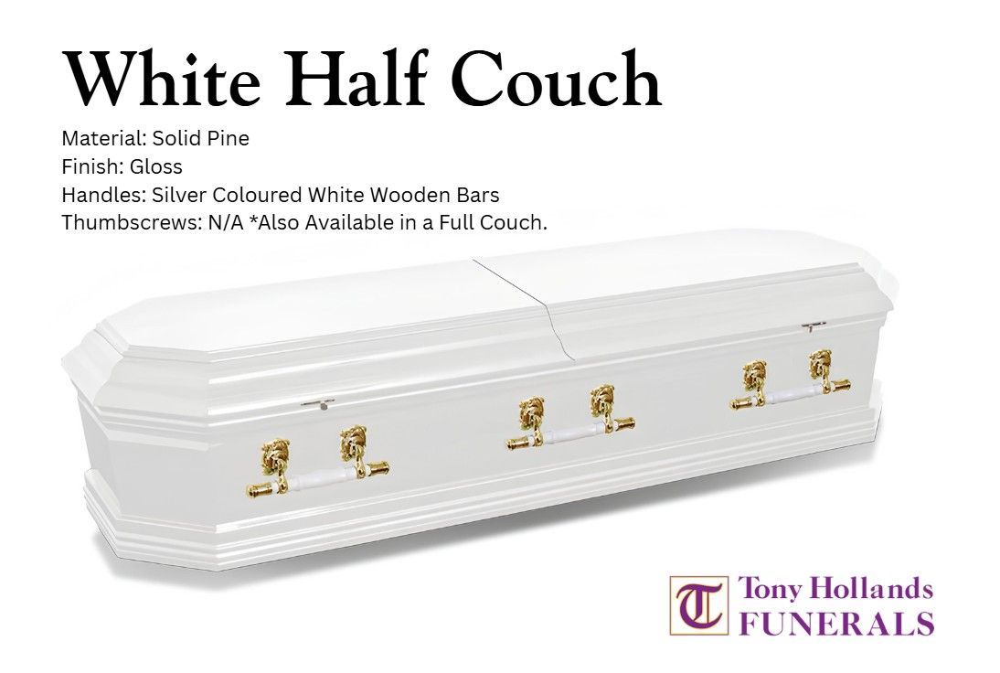 A picture of a red coffin with the words grecian urn deluxe on it.