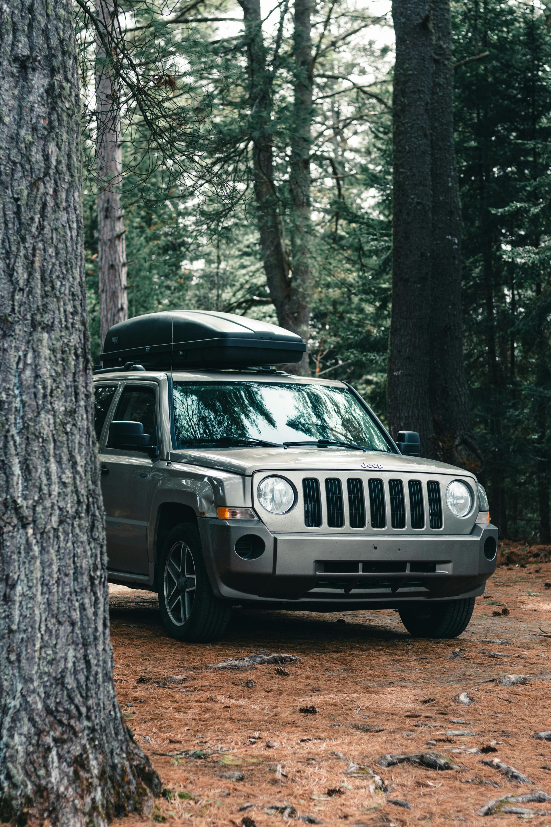 A white suv is parked in a grassy field with its trunk open.