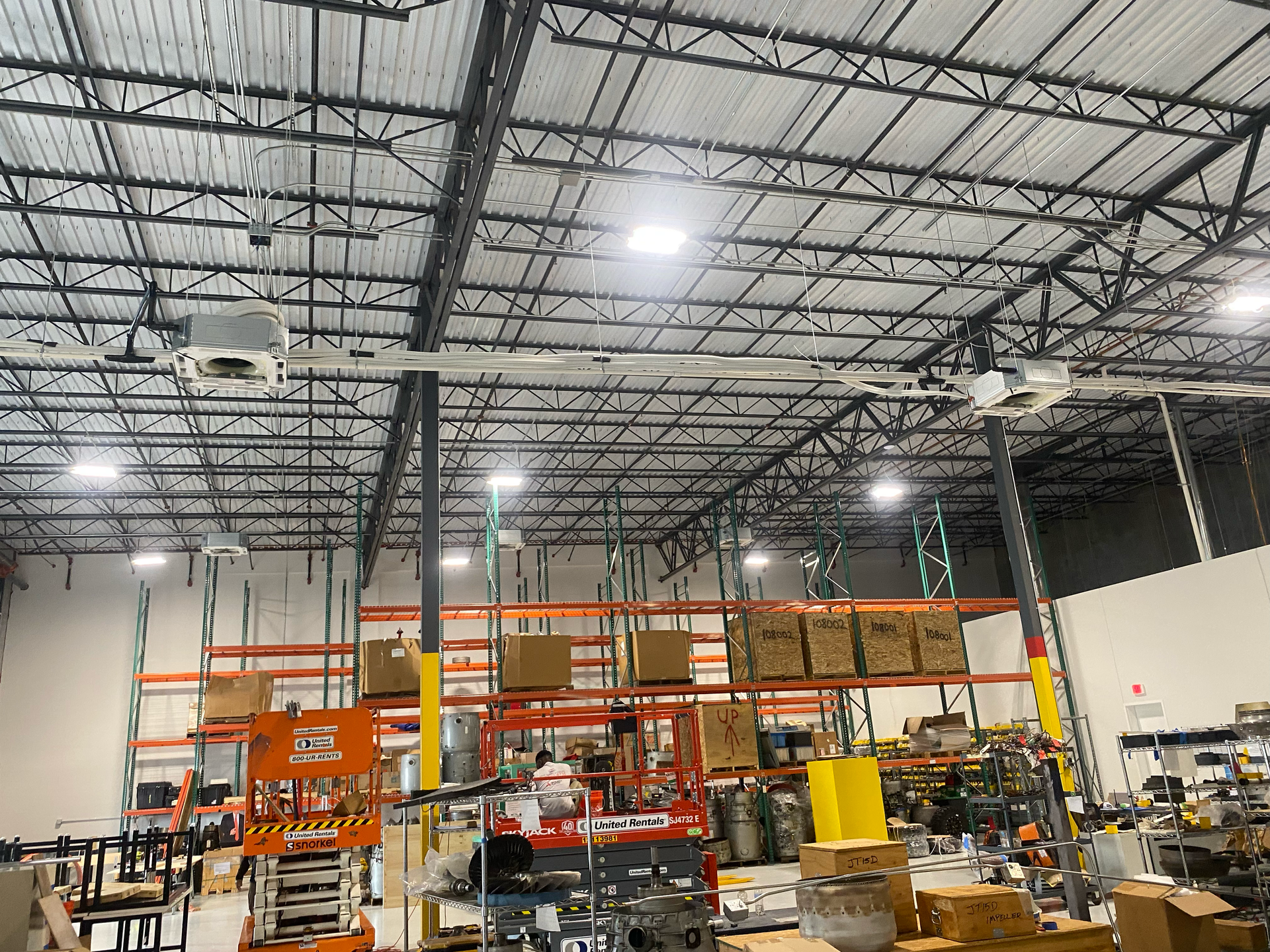 Inside Fort Lauderdale warehouse cooled by Mitsubishi mini split system from Mintz Heating & Cooling
