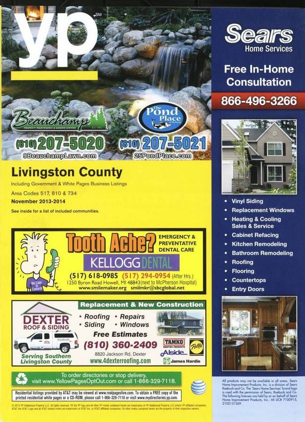 DEXTER ROOF AND SIDING FEATURED IN THE NEW LIVINGSTON COUNTRY YP PHONE BOOK