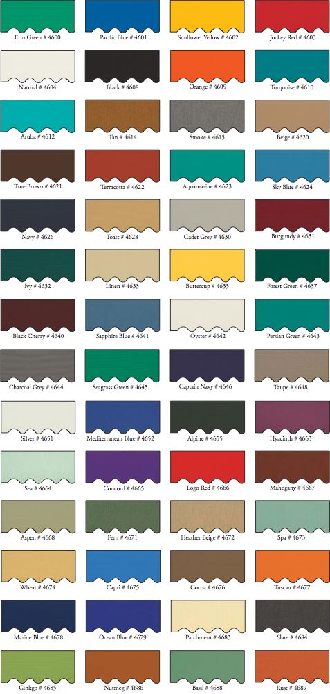 A variety of colors are shown on a white background.
