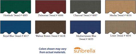 A bunch of different colored awnings are shown on a white background
