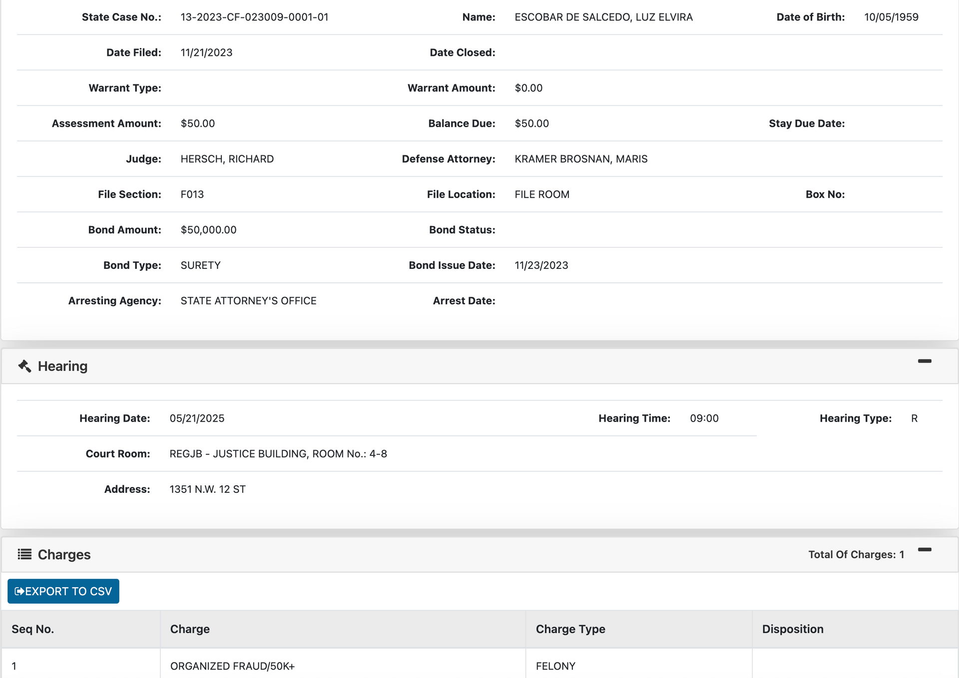 Clerk of the Court and Comptroller
of Miami-Dade County Criminal Justice System