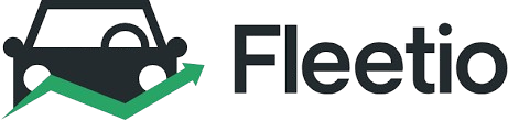 The Fleetio logo: a dark gray car silhouette with an upward-trending green arrow overlaid, beside the word 