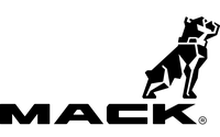 Mack logo with a black bulldog standing above the word “MACK”