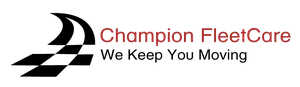 Logo for Champion FleetCare featuring a stylized road graphic and the text 