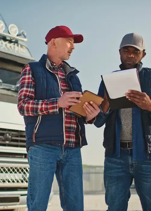 Hands holding a tablet displaying a scheduling grid, with a pen pointing to a specific time slot on the screen.