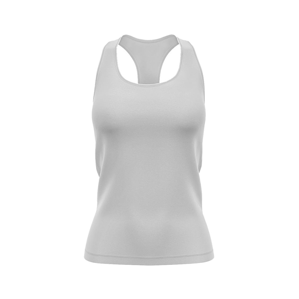 A white tank top is shown on a white background.