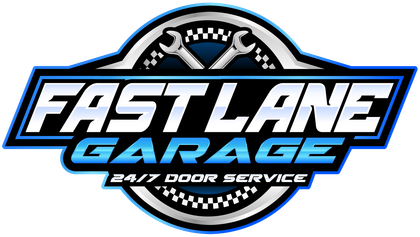 Logo for Fast Lane Garage. White text on a blue and black rectangular background.