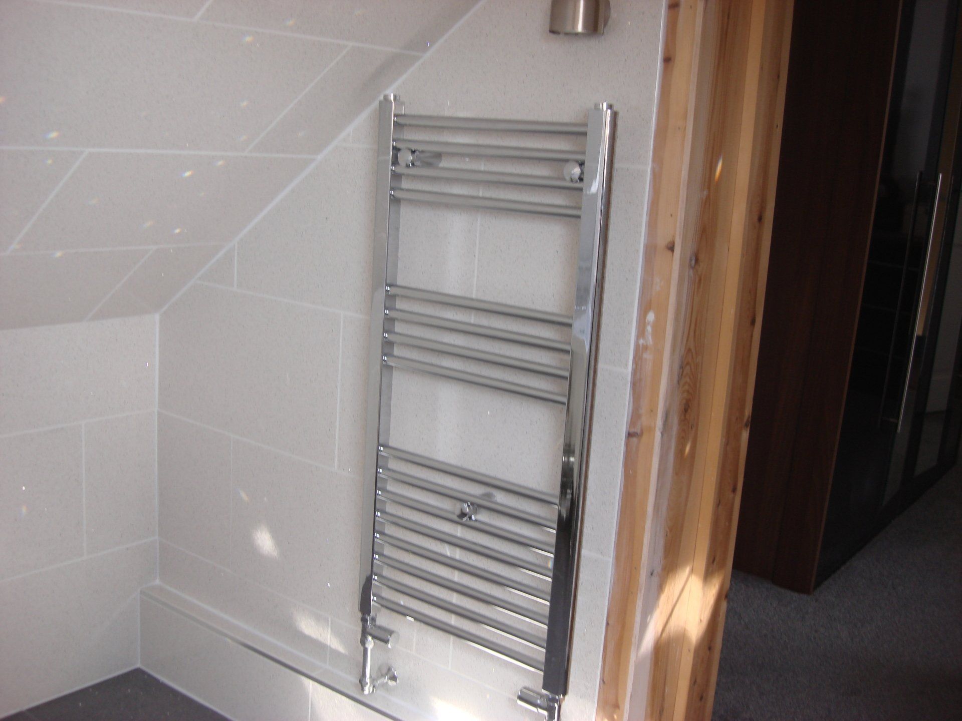 steel radiators  installed in a bathroom