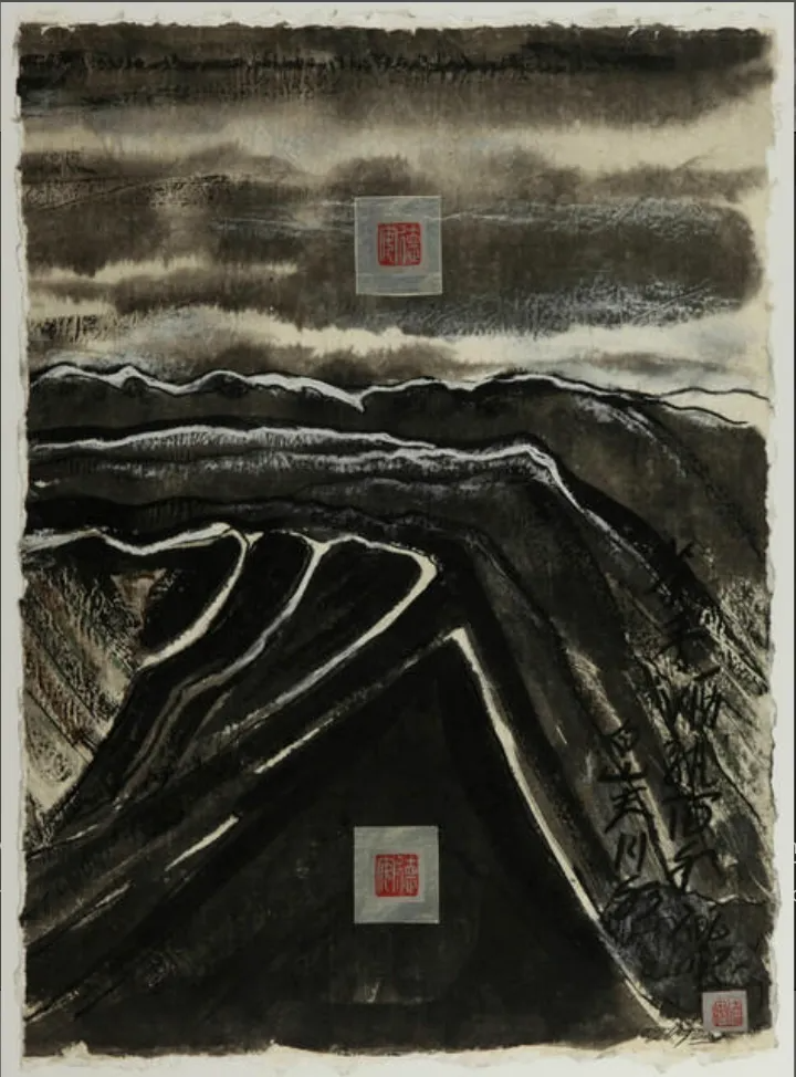 ”Yellow Mountain Series” Nanjing #2 (sumi), painting by artist and painter Jeff Day.