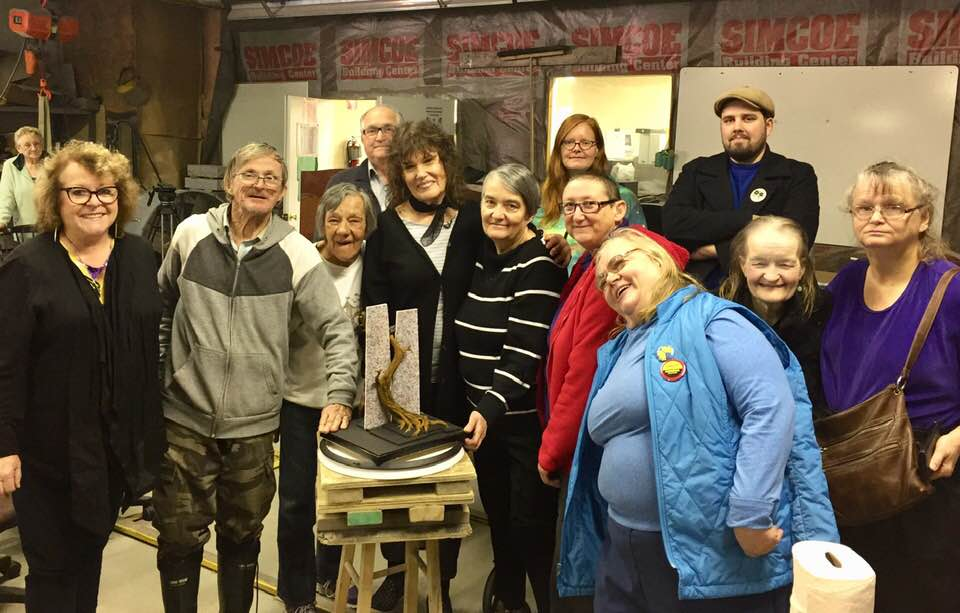 Members of Remember Every Name came together at Signature Memorials in Orillia for the unveiling of the maquette. Artist Hilary Clark Cole was there to present it to the survivors from feedback given at the various meetings with survivors in the past year.