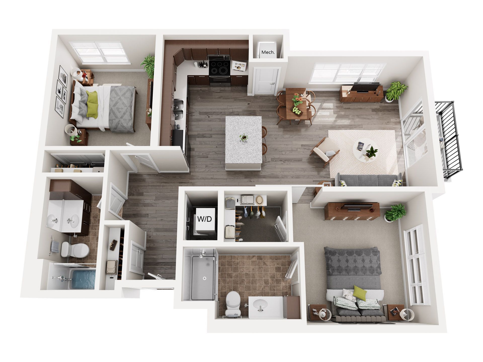 2 Bedroom Floor Plan: Gluek
