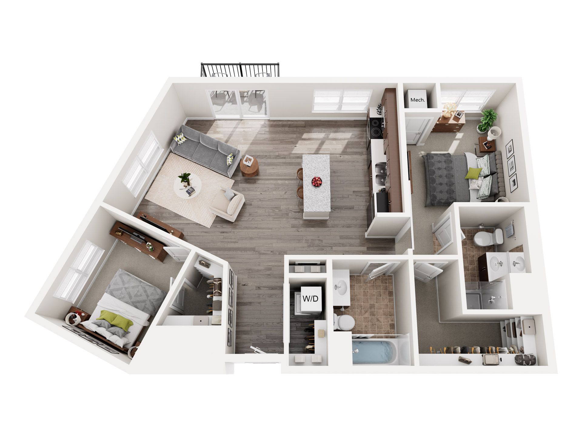 2 Bedroom Floor Plan: Mueller