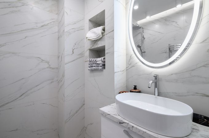white marble bathroom interior