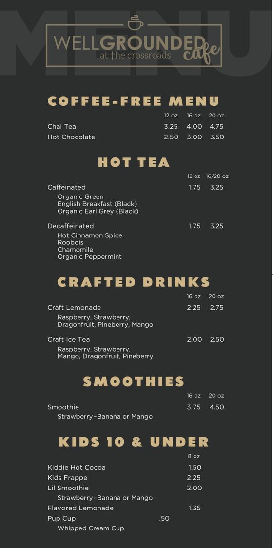 Menu Well Grounded Café Ottawa Ohio