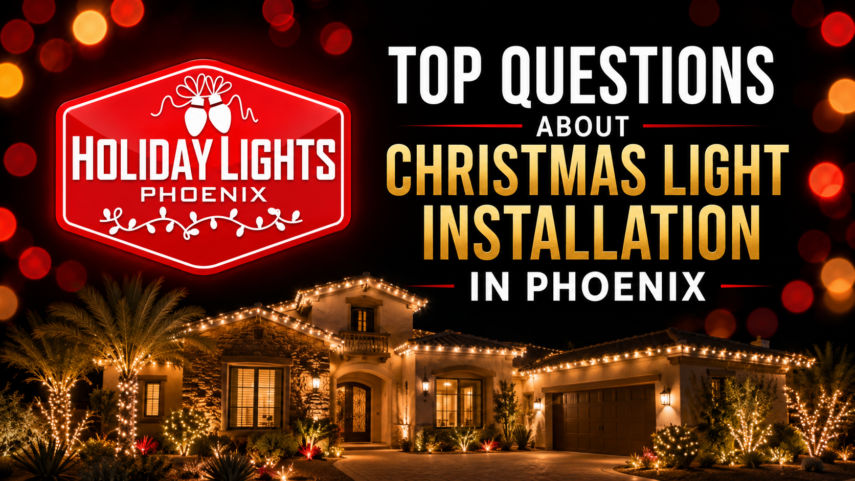 Professional Christmas light installation on a Phoenix home by Holiday Lights Phoenix