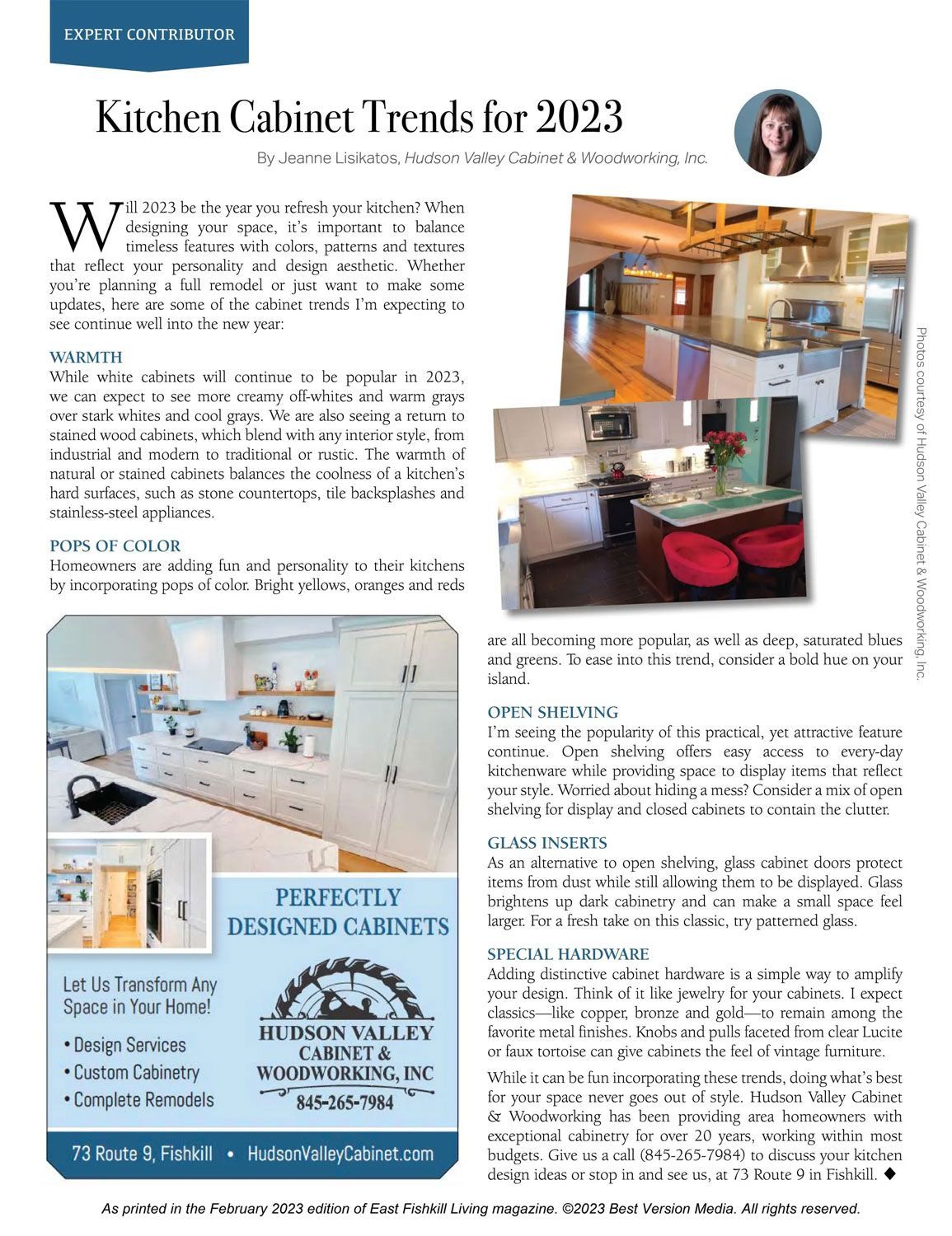 A brochure about kitchen cabinet trends for 2023