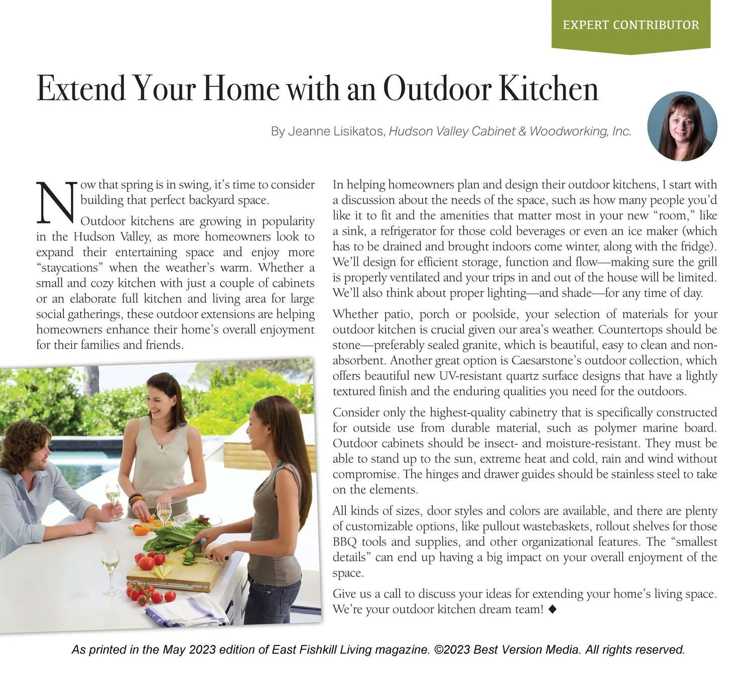 A magazine article about extending your home with an outdoor kitchen