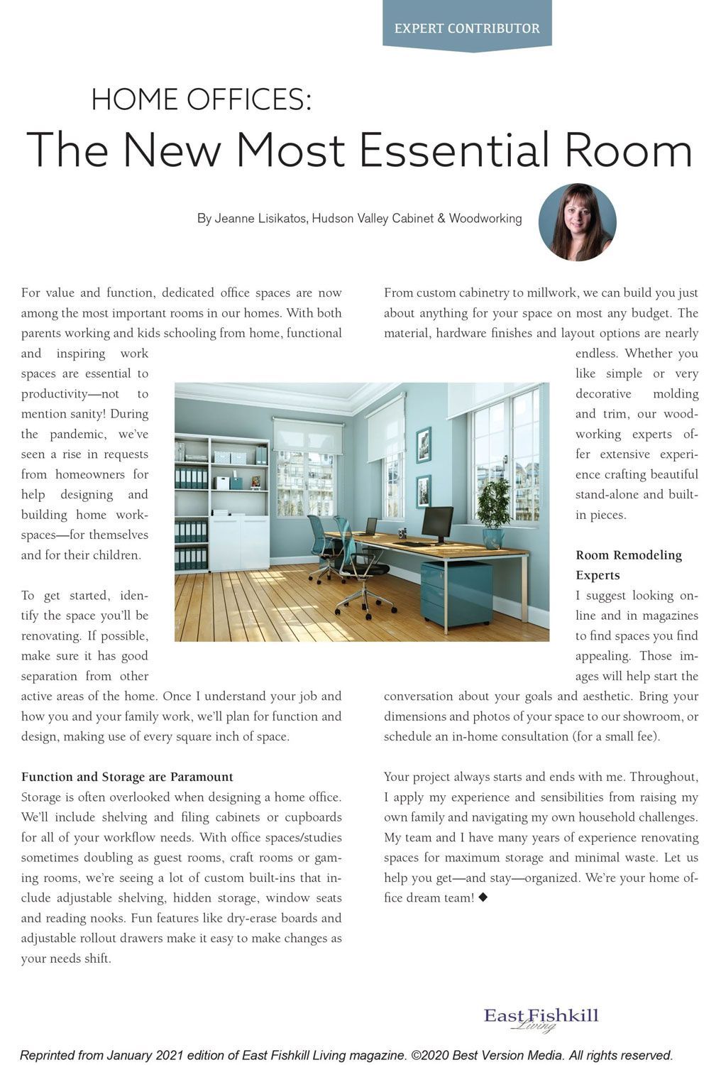 A newspaper article about home offices the new most essential room.
