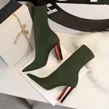 Mode confort tissu extensible chaussette botte