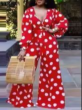 salopette sexy, manches longues lanterne, col en V, jambe large