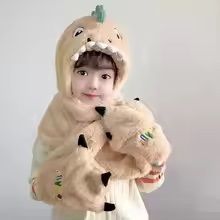 Echarpe en peluche, chapeau d'hiver chaud avec capuche,