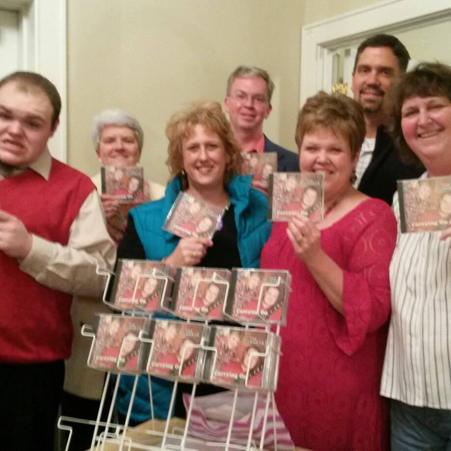 Donna and Ben at the product table