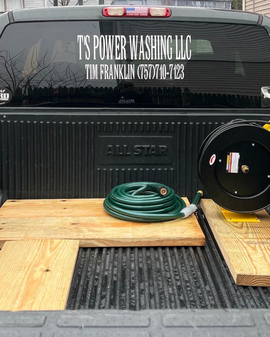 The back of a ts power washing llc truck