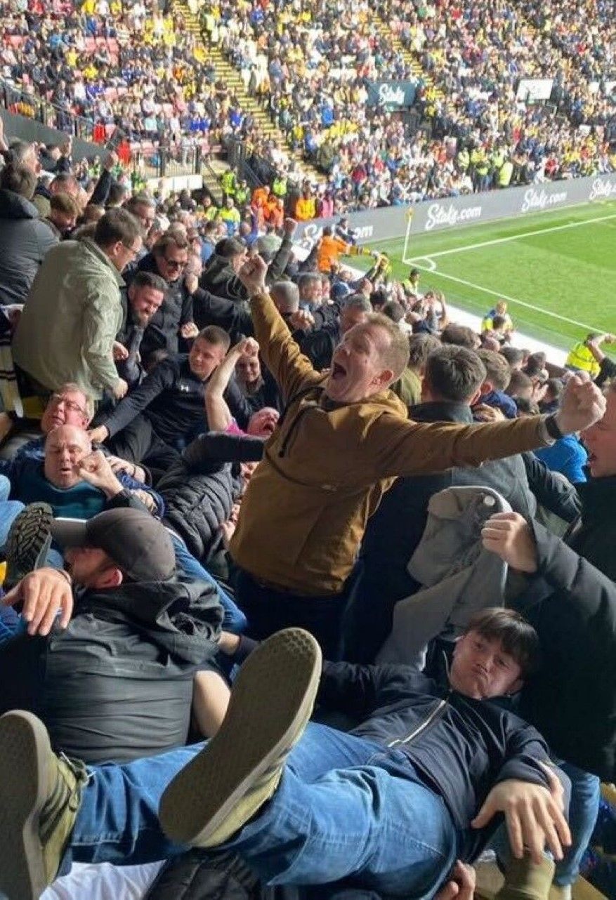Leeds United fans celebrating goal vs Watford