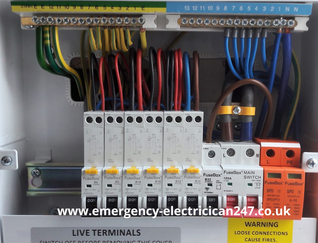 Fuse Box consumer unit with surge protection and rcbo's