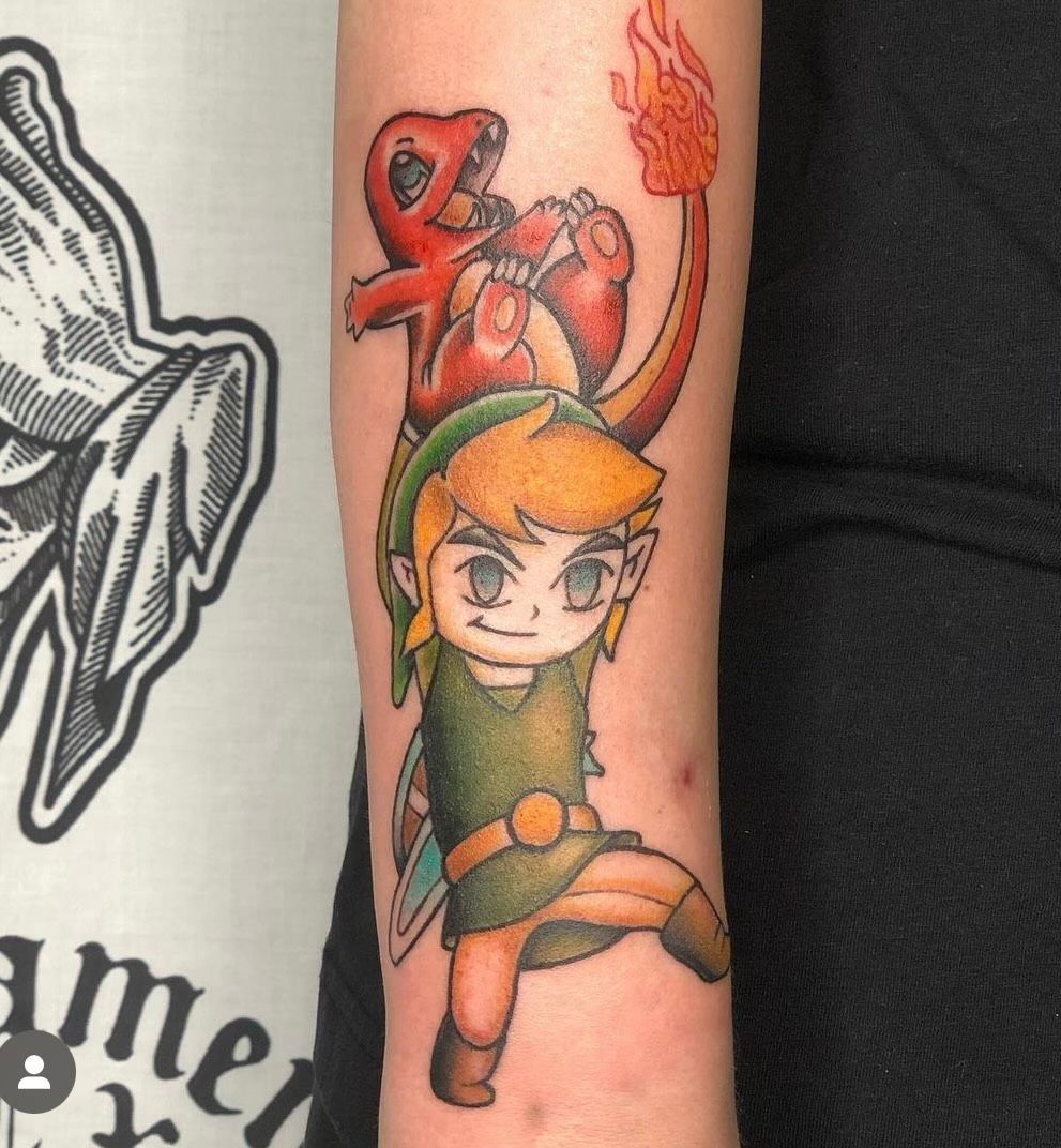 Charizard pokemon tattoo on forearm