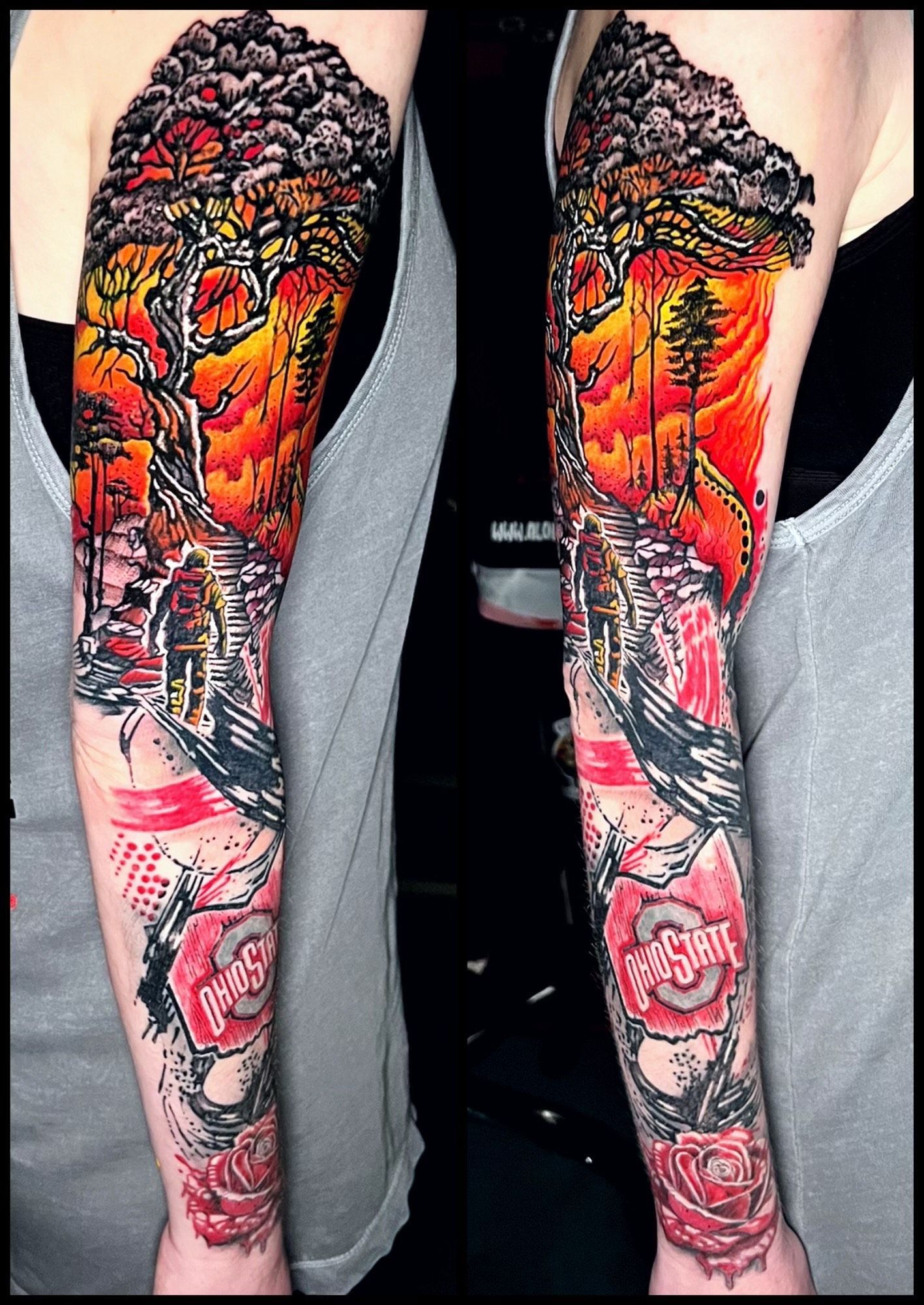 Colored full sleeve tattoo