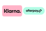 The logos for klarna and afterpay are on a white background.