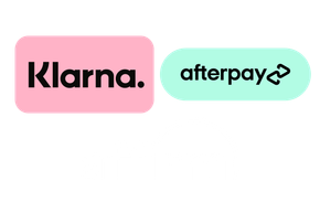 The logos for klarna and afterpay are on a white background.