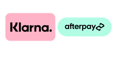 The logos for klarna and afterpay are on a white background.