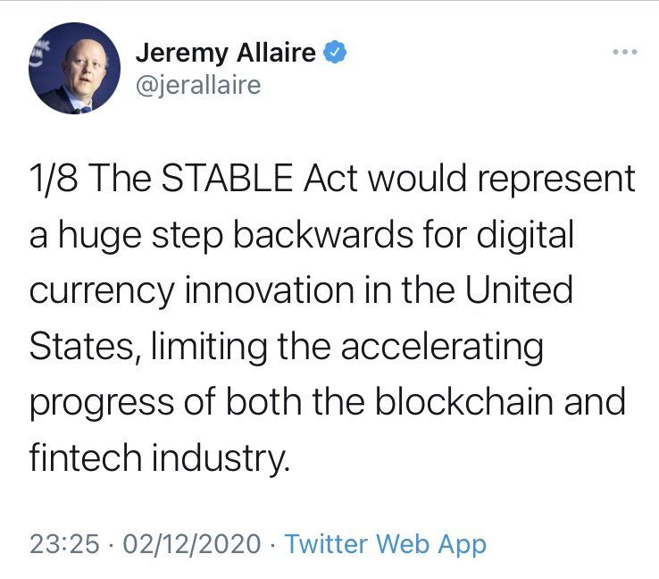 Jeremy Allaire Stable Act Tweet