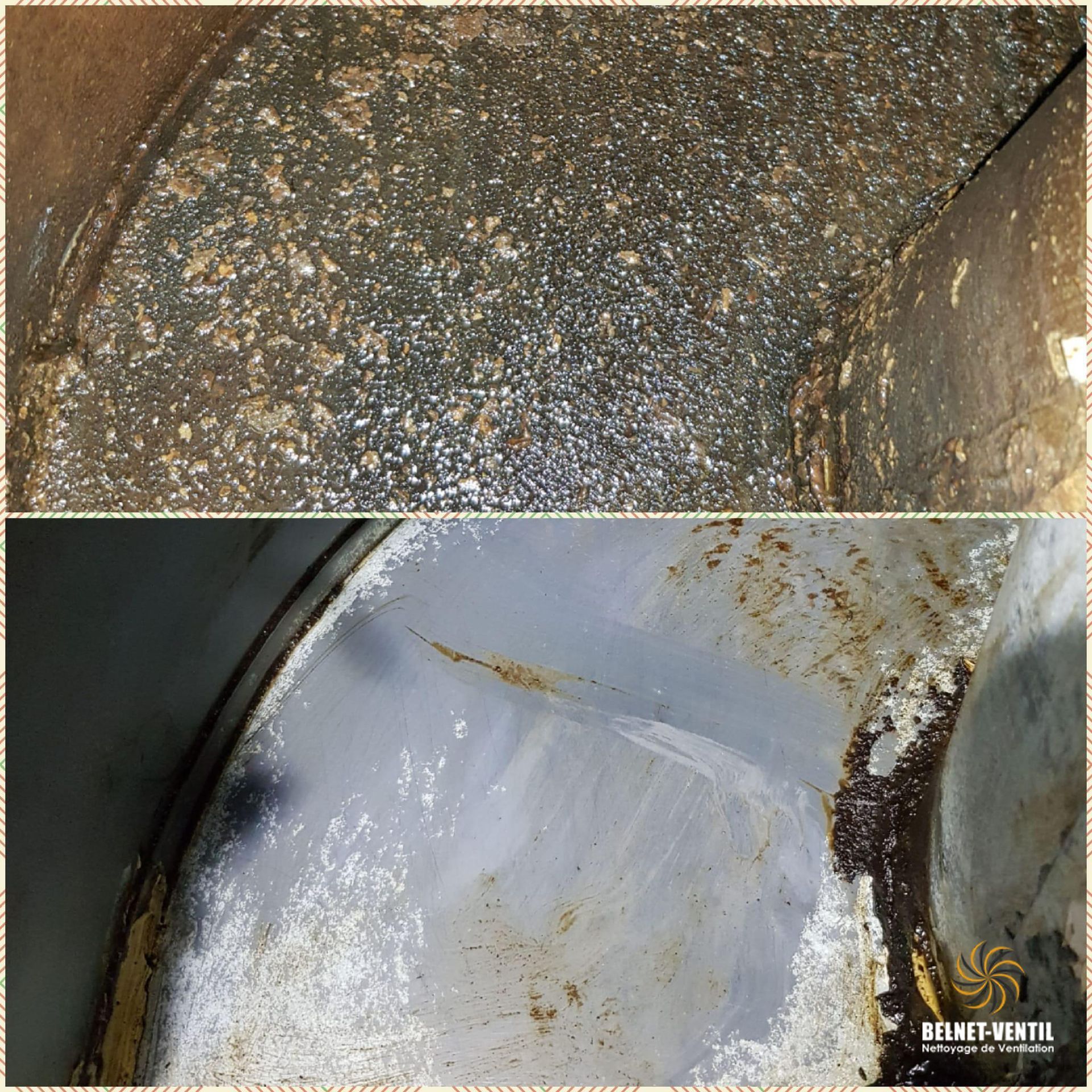 Une photo avant et après d'une surface sale et d'une surface propre