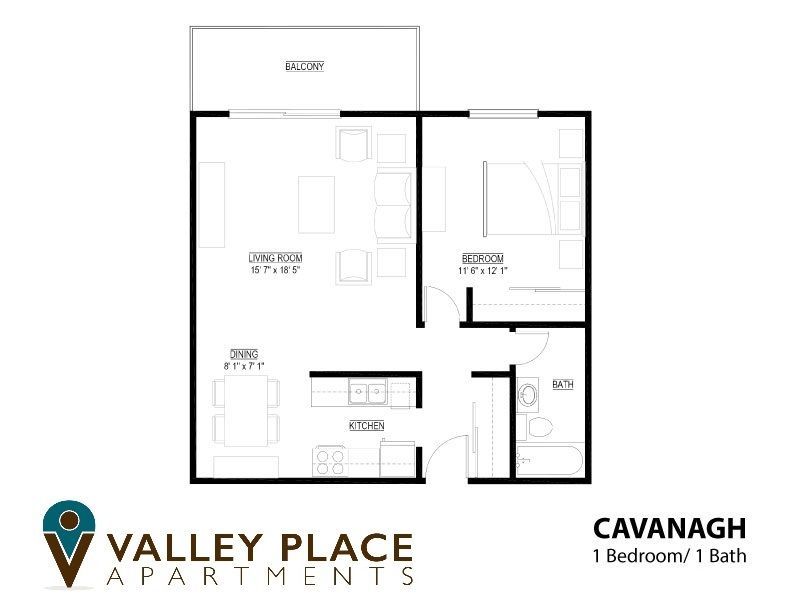 Cavanagh Floor Plan: 1 Bedroom