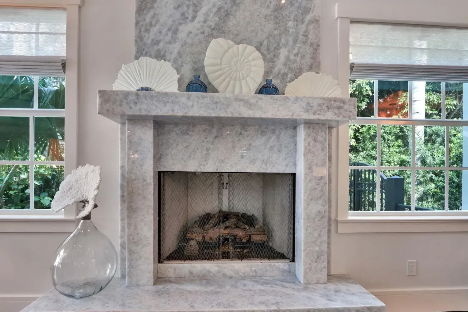 Fireplace and living room Interior Design Lisa St. Amand Designs