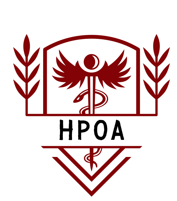 A logo for hpoa with a bird and a caduceus
