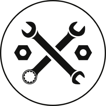 Wrench and Bolts in Circle from Logo
