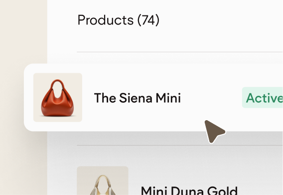 The Siena Mini bag, burnt orange color, displayed as a product in a list with an 