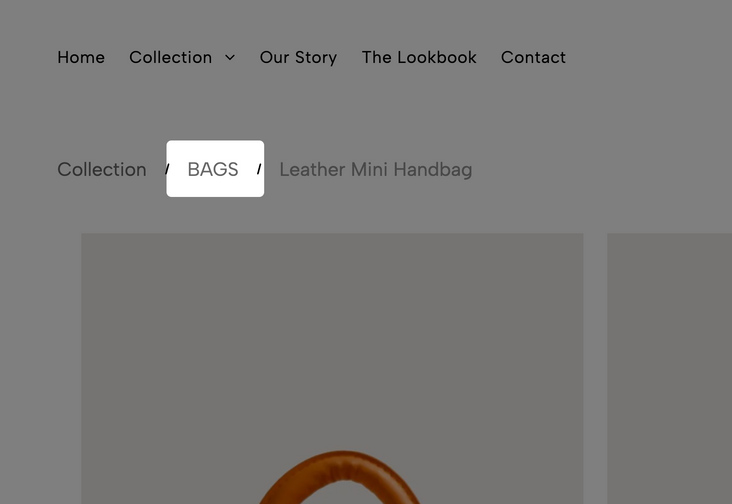 Product page with the category highlighted in the page's breadcrumbs