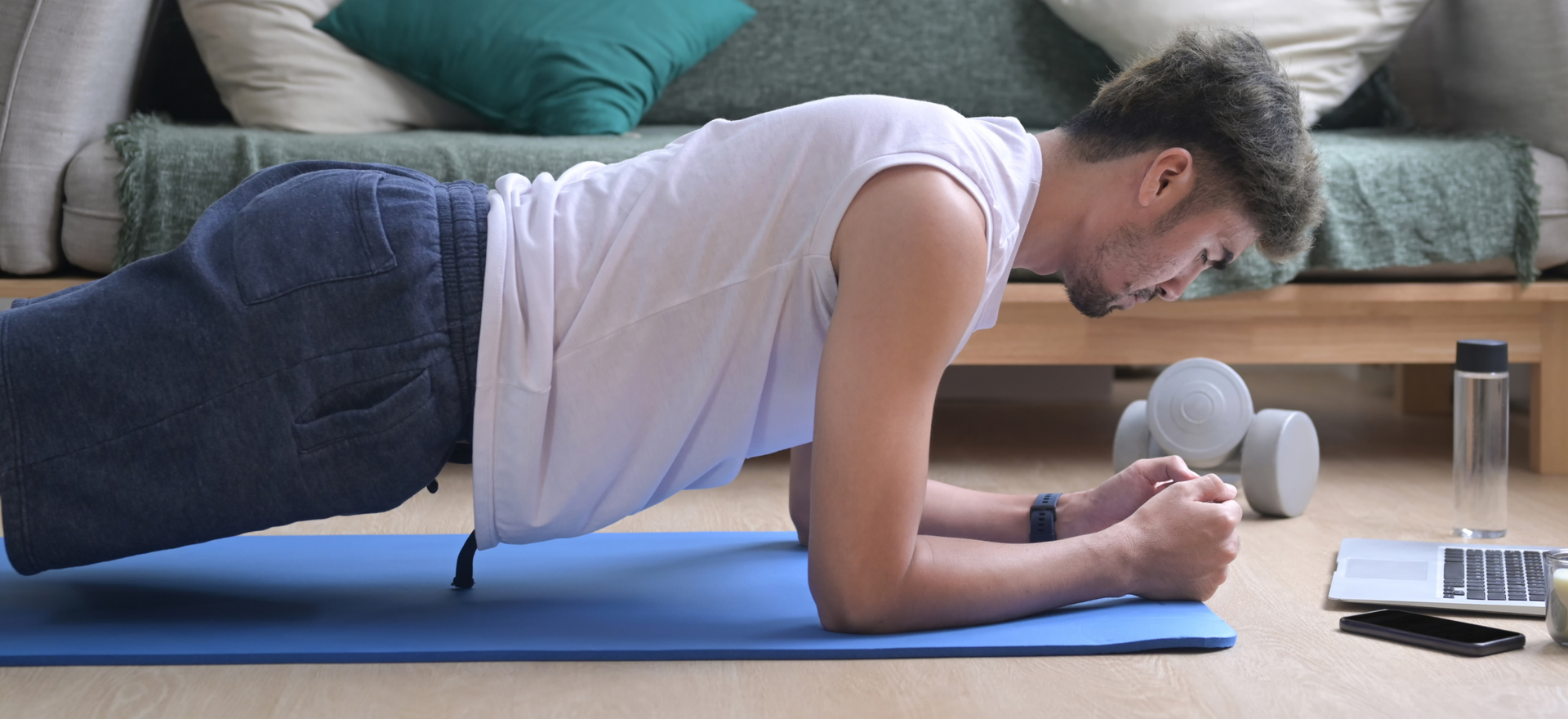 Someone doing a home workout with an AI Health Coach